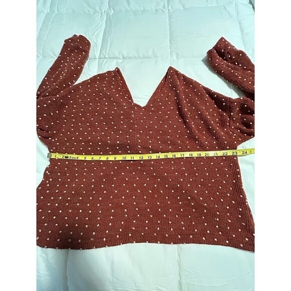 Papermoon Twist Back Sweater Crimson White Pom Pom Size Large - Picture 7 of 8